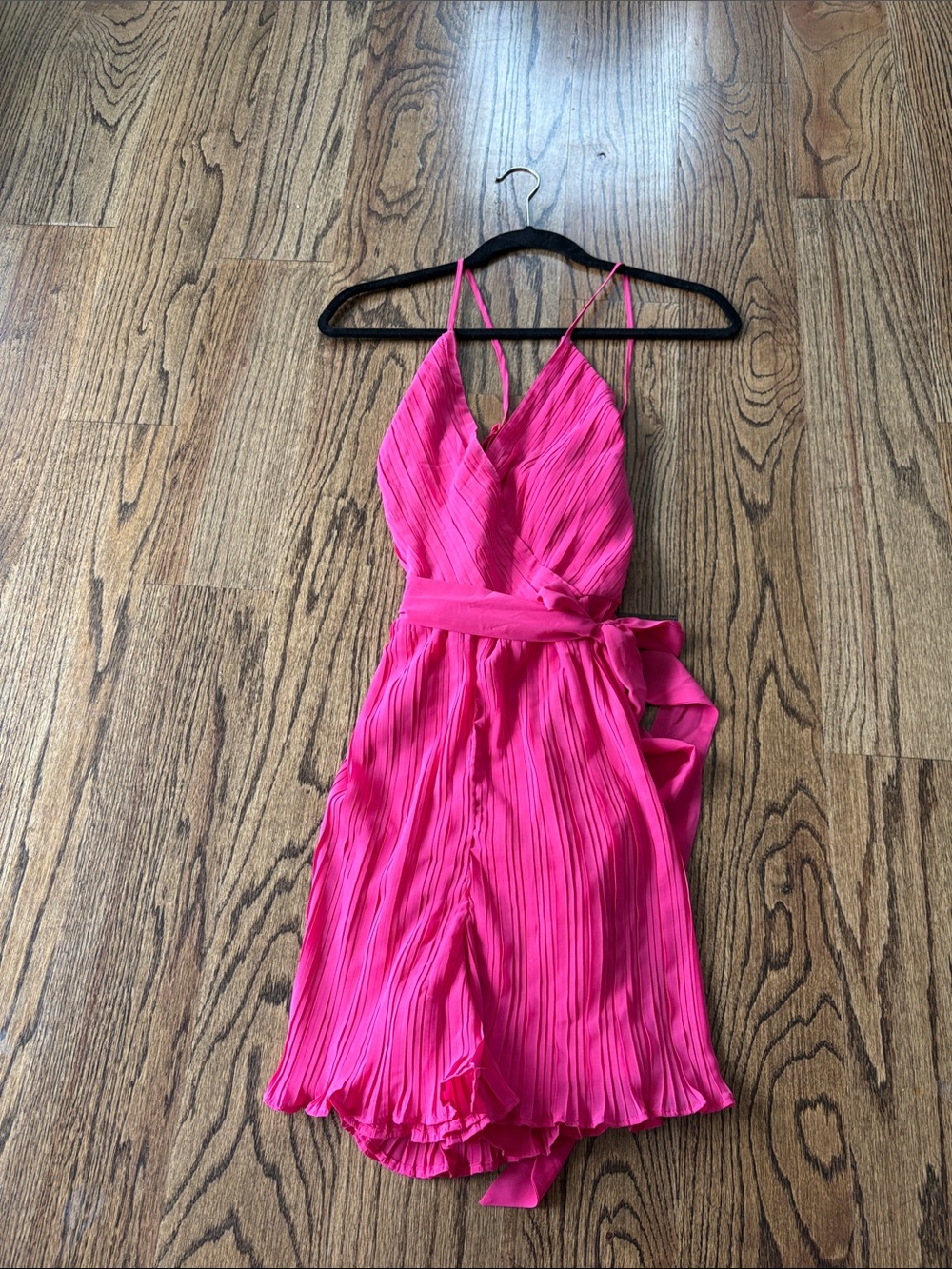 Women’s Fuchsia Pleated V-Neck Romper